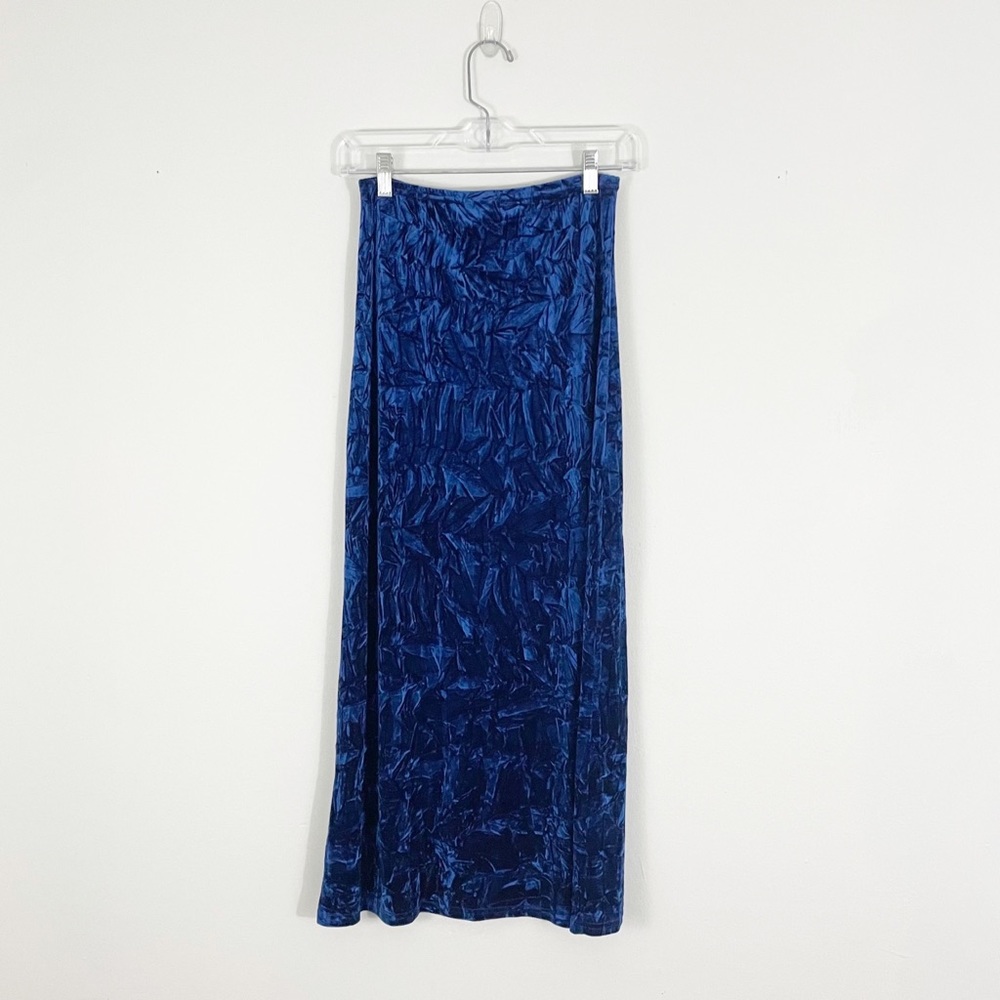 Limited Too Y2K Girls Blue Velvet Maxi Skirt Stretchy Fit Size 14